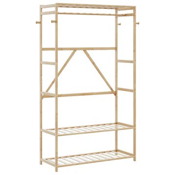 vidaXL Kledingrek met schappen 110x40x175 cm bamboe, Verzenden, Nieuw