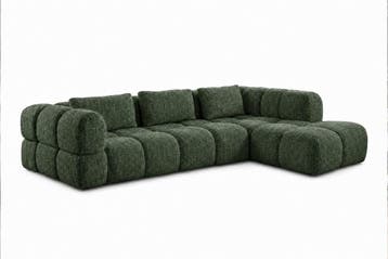Loungebank Pijnacker - u-banken - Groen, Nieuw, 150 cm of meer, Stof, 300 cm of meer
