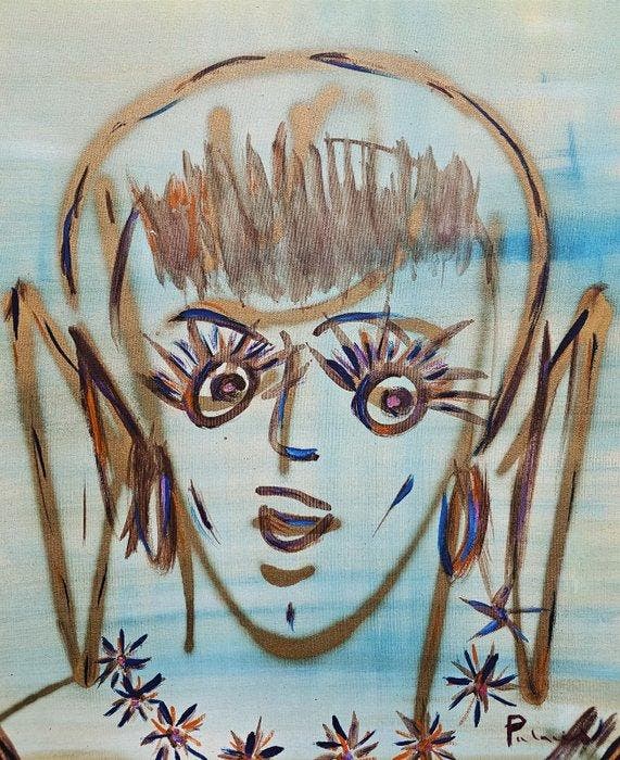 Expressionist School (XX) - Expressive Female Portrait With, Antiek en Kunst, Kunst | Schilderijen | Klassiek