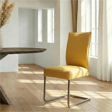 Leren eetkamerstoel Remix - Toledo Giallo (geel) -, Huis en Inrichting, Stoelen, Ophalen of Verzenden, Nieuw, Leer, Industrieel, Modern