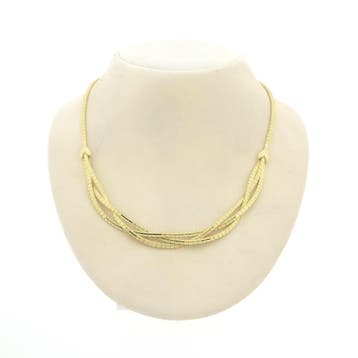 Gouden gevlochten Omegaschakel collier (Ketting), Ophalen of Verzenden, Gebruikt, Goud, Goud