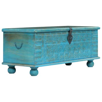 vidaXL Opbergkist 100x40x41 cm massief mangohout blauw, Huis en Inrichting, Verzenden, Nieuw