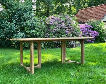 Rechthoekige tuintafel met afgeronde hoeken -  180 cm x 90, Ophalen of Verzenden, Nieuw, Rechthoekig, Teakhout