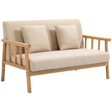2-zitsbank Sofa Couch 2 Lendenkussens Gestoffeerd Houten Fra, Verzenden, Nieuw