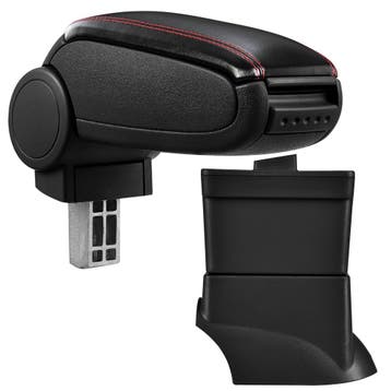Armsteun Fiat 500 2007-2015 kunstleer zwart met rood stiksel, Verzenden, Nieuw