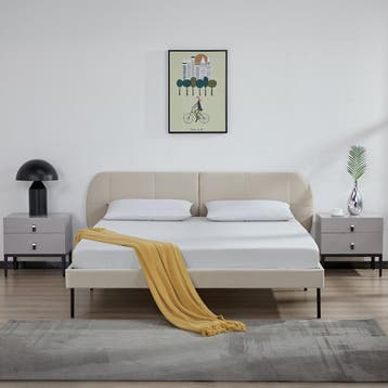 Gestoffeerd bed Porvoo met bedbodem en matras 160x200 cm bei, Verzenden, Nieuw