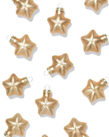 HEMA Kerstballen glas sterren goud - 12 stuks, Verzenden, Nieuw