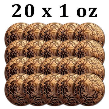 Verenigde Staten. 20 x 1 oz Cannabis Hippie 999 Fine Copper