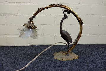 art nouveaux - Gebogen tafellamp - Koper - reigerlamp