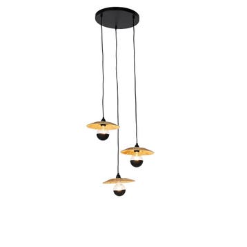 Landelijke hanglamp zwart met touw 3-lichts - Leia, Verzenden, Nieuw, Landelijk
