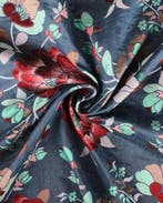 Jacquard Bloemen Rood/Blauw, Nieuw, Blauw