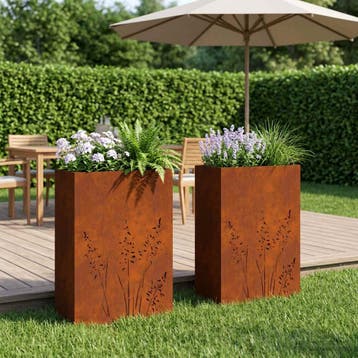 vidaXL Plantenbak 2 st Roestkleurig 50 x 30 x 75 cm weervast, Verzenden, Minder dan 60 cm, Nieuw, Metaal
