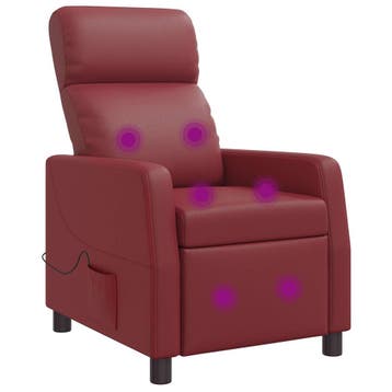 vidaXL Massage Recliner Wijnrood Kunstleer, Verzenden, Nieuw