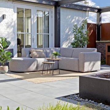 *WOONWINKEL* Tuin Hoekbank All-weather Stof Met Ronde Hocker, Tuin en Terras, Tuinsets en Loungesets, Verzenden, Nieuw