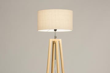 Rietveld Vloerlampen - Bruin, Beige, Zand, Naturel - Stof, H, Huis en Inrichting, Lampen | Vloerlampen, Verzenden, Nieuw