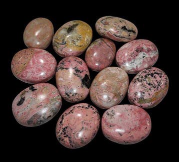 1 kg Gepolijste roze rhodochrosiet palmstenen - Zuid-Afrika