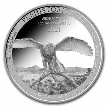 Congo Prehistoric Life Archaeopteryx 1 oz 2021, Verzenden, Overige landen, Losse munt, Zilver