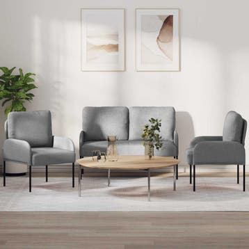 vidaXL Sofa-Sets 3 st Lichtgrijs Multiplex, Huis en Inrichting, Verzenden, Nieuw, Minder dan 150 cm