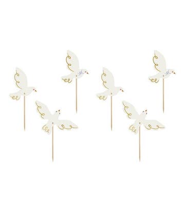 Cupcake Toppers Duif (6st), Ophalen of Verzenden, Nieuw