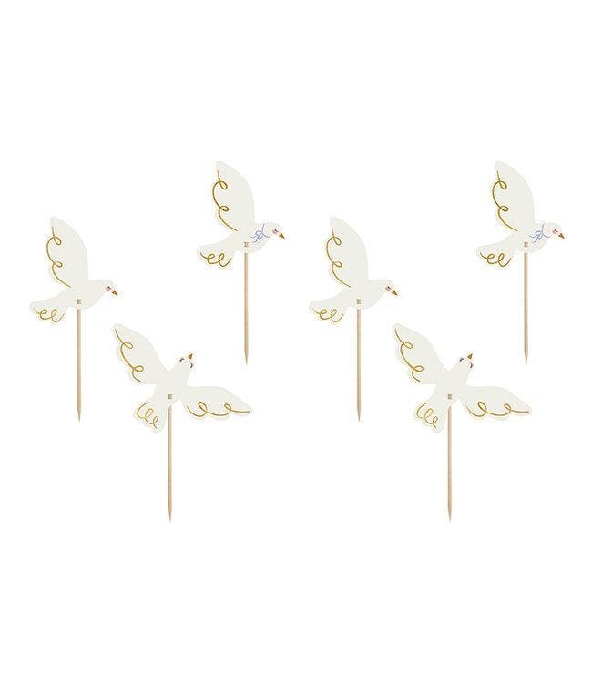 Cupcake Toppers Duif (6st), Hobby en Vrije tijd, Feestartikelen, Nieuw, Ophalen of Verzenden
