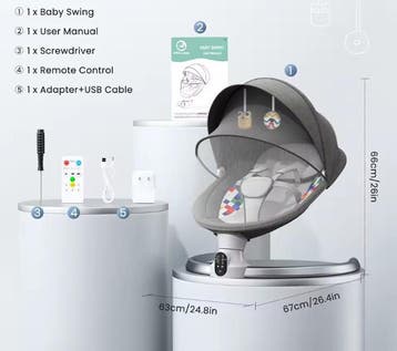 Elektrische Babyschommel met Bluetooth en Afstandsbediening, Verzenden, Nieuw