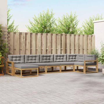 vidaXL Buiten bankenset 7 st Wit en Lichtgrijs, Verzenden, Nieuw
