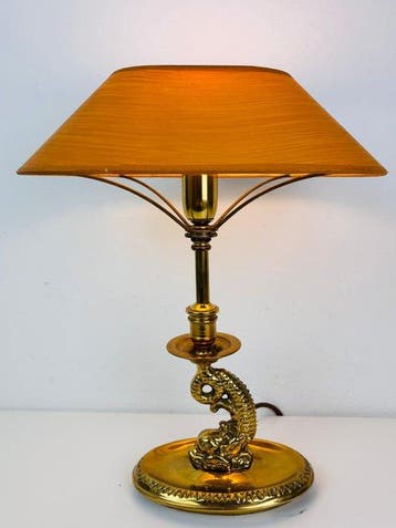 Tafellamp - Zware Franse messing draak tafellamp, ca. 1950 -