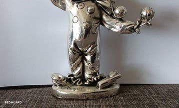 Beeldje, Clown argenté - 15 cm - Zilver