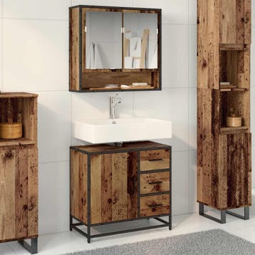 vidaXL Badkamermeubelset 2 st Oud Hout 65 x 33 x 60 cm, Verzenden, Nieuw, Overige typen