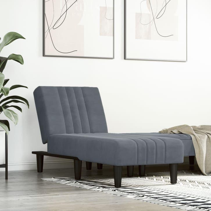 vidaXL Chaise longue fluweel donkergrijs, Huis en Inrichting, Banken | Sofa's en Chaises Longues, Nieuw, Verzenden