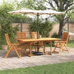 vidaXL Tuin eettafelset 5 pcs Bruin Massief Acaciahout, Verzenden, Nieuw, 5 zitplaatsen