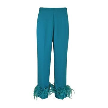Nenette • blauwe pantalon met veren • M (IT44), Maat 38/40 (M), Verzenden, Blauw, Nenette