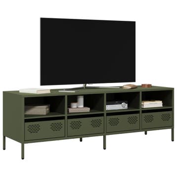 vidaXL Tv-meubel 135x39x43,5 cm koudgewalst staal olijfgroen, Minder dan 50 cm, Verzenden, Nieuw, Minder dan 100 cm