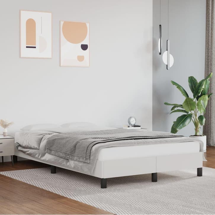 vidaXL Bedframe zonder matras 120x190 cm kunstleer wit, Huis en Inrichting, Slaapkamer | Bedden, 120 cm, 190 cm of minder, Wit