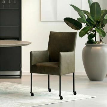 Leren eetkamerstoel Spark - Rancho Green (olijf/groen) -, Overige kleuren, Nieuw, Ophalen of Verzenden, Industrieel, Modern