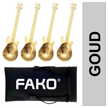 Fako Bijoux - Theelepel / Koffielepel Gitaar - Goud - 4, Verzenden, Nieuw