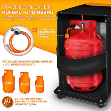 Gaskachel - Gasverwarming - 4200W - incl. Gasdrukregelaar en, Verzenden, Zo goed als nieuw