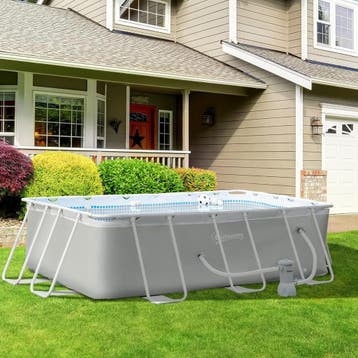 Zwembad met filterpomp - 340x215x80 cm - Lichtgrijs - Outsun, Tuin en Terras, Verzenden, Zo goed als nieuw