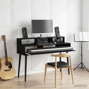 vidaXL studiobureau Zwart eiken 130 x 42,5 x 36 cm Bewerkt, Verzenden, Nieuw