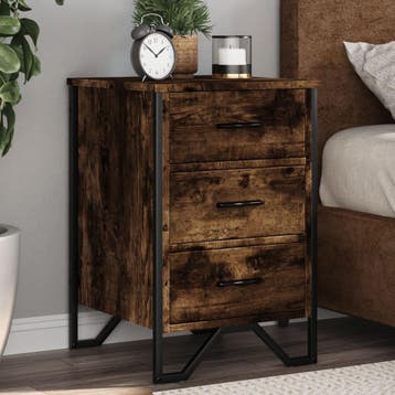 vidaXL Nachtkastje 40x41x60 cm bewerkt hout gerookt, Minder dan 45 cm, Verzenden, Nieuw, 55 tot 70 cm