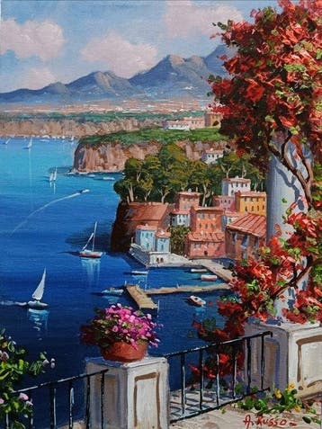 Antonio Russo (XX) - Primavera a Sorrento (costiera