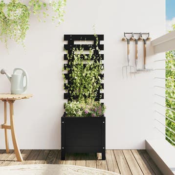 vidaXL Plantenbak met rek 39x39,5x114 cm massief grenenhout, Verzenden, Minder dan 60 cm, Nieuw, 60 cm of meer