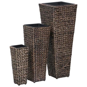 vidaXL Plantenbakken verhoogd 3 st waterhyacint donkerbruin, Tuin en Terras, Overige materialen, Verzenden, Minder dan 60 cm, Nieuw