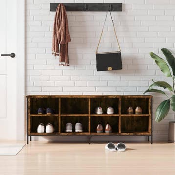 vidaXL Schoenenkast 131x35x50 cm bewerkt hout gerookt, Verzenden, Nieuw