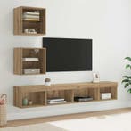 TV Wand Eenheden met LED 5 pcs Artisan Eiken Bewerkt hout, Verzenden, Nieuw