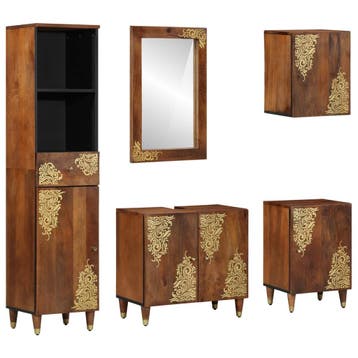 vidaXL Badkamerkastenset 5 st Honingbruin 62 x 33 x 58 cm, Verzenden, Nieuw, Overige typen