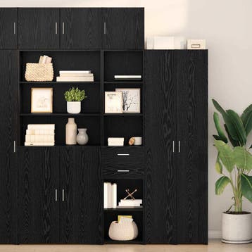 vidaXL Highboard Zwart Eiken 40 x 42,5 x 185 cm Bewerkt hout, Minder dan 50 cm, Verzenden, Nieuw, Minder dan 100 cm