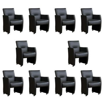 Set van 10 Leren eetkamerstoelen Pleasure - Toledo Pacific, Ophalen of Verzenden, Nieuw, Leer, Vijf, Zes of meer stoelen
