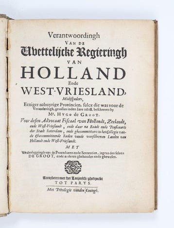 [Law] Hugo de Groot - Verantwoordingh van de Wettelijcke, Antiek en Kunst, Antiek | Boeken en Bijbels