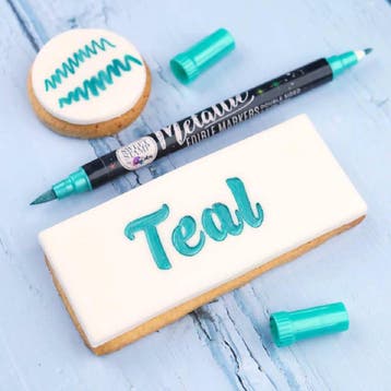 Sweet Stamp Stift Eetbare Inkt Dubbelzijdig Metallic Teal, Verzenden, Nieuw